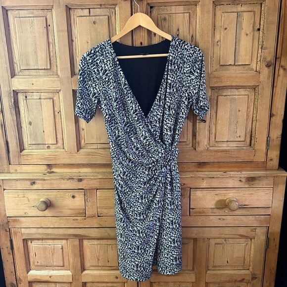 Ann‎ Taylor Small Blue White V-Neck Wrap Dress - Picture 1 of 8